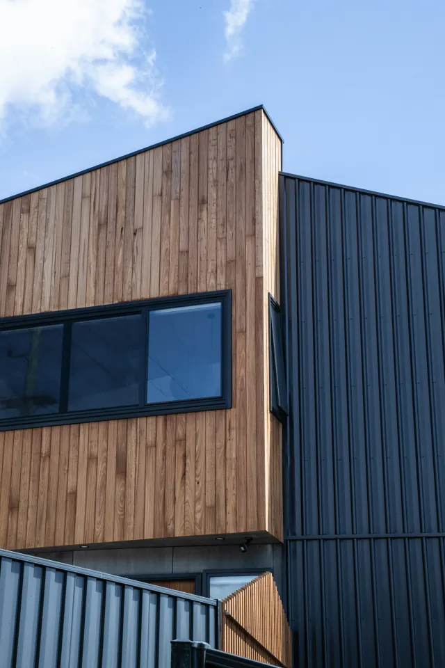 Cladding: timber and panel facade